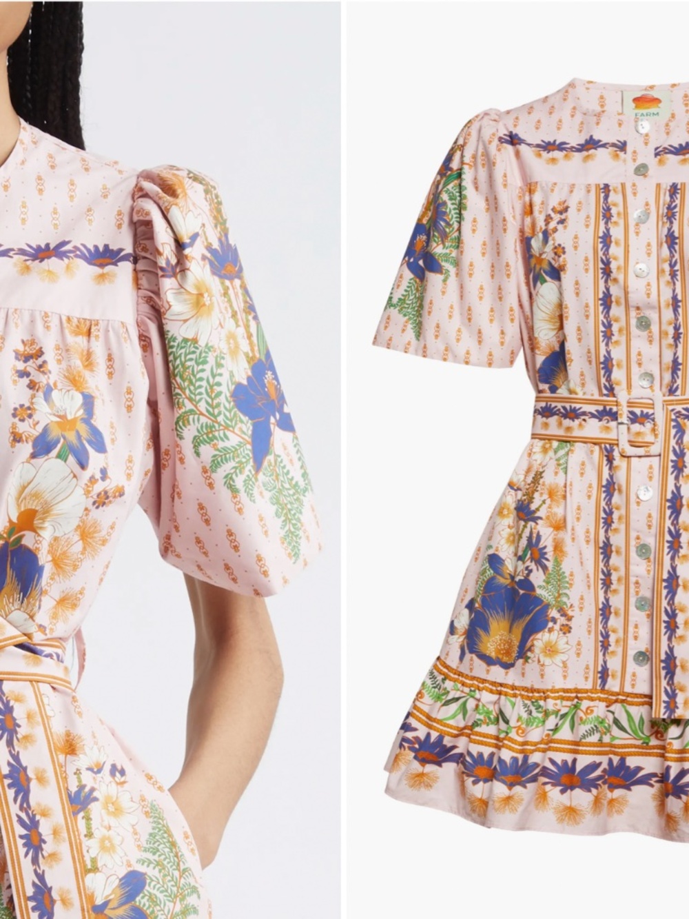 Farm Rio Farm Rio Dream Garden Belted Mini Dress